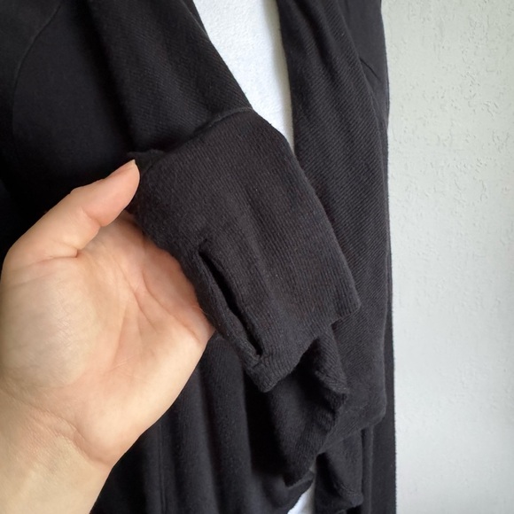 Athleta Black Open Waterfall Front Duster Cardigan Womens S Modest Minimalist - Picture 3 of 7